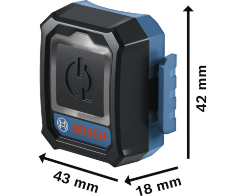 Bosch Logo mit Maßangaben 42 mm x 43 mm x 18 mm
