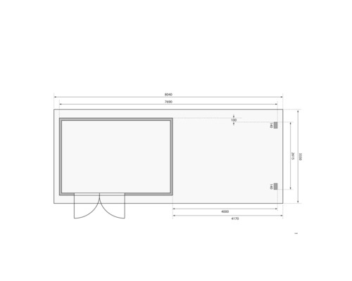 Plan d''un abri de jardin avec indications de mesure