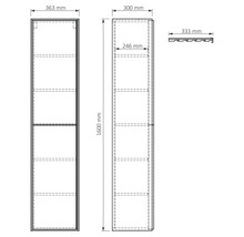 Armoire haute Differnz Elin lxhxp 36 x 160 cm x 30 cm couleur de façade chêne 36.012.32