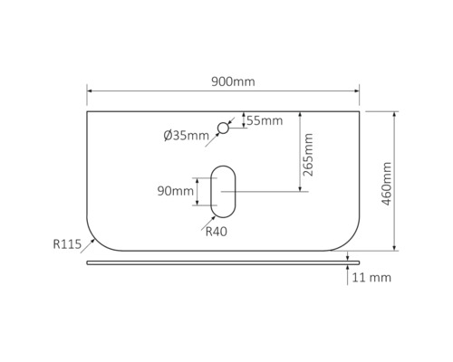 Schéma technique d''un lavabo avec dimensions