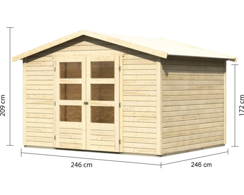Abri de jardin en bois avec double porte et dimensions