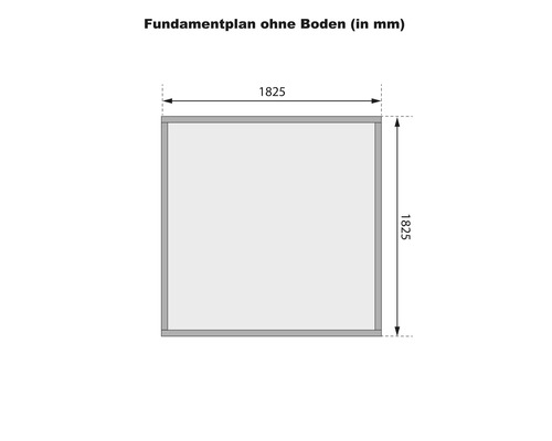 Fundamentplan mit Maßangaben 1825 mm, ohne Boden